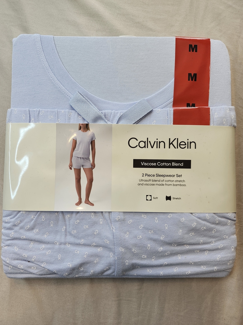 Calvin Klein Light Blue Women's 2-Piece Viscose Cotton Sleep Set- MEDIUM